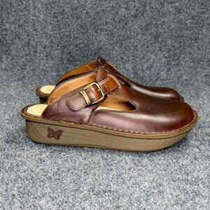 Alegria Classic Clogs Women's Size 8 Brown‎ Leather Slip On Comfort Casual Shoes